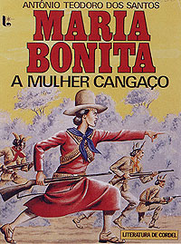 Maria Bonita chapbook cover: lithograph of a woman leading a group of men with rifles