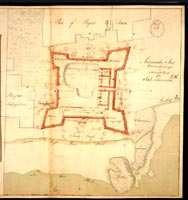 A detail of a manuscript map based on a survey completed in February or March 1756 by G. Justly Watson