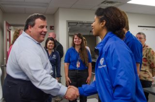 Photo: NJ Governor visitis with FEMA Corps

Lincroft, NJ, 11/12/12 -- Governor Chris Cristie visits with FEMA Corps at the Joint Field Office before giving a press conference on Hurricane Sandy recovery efforts. Photo by Liz Roll/FEMA
