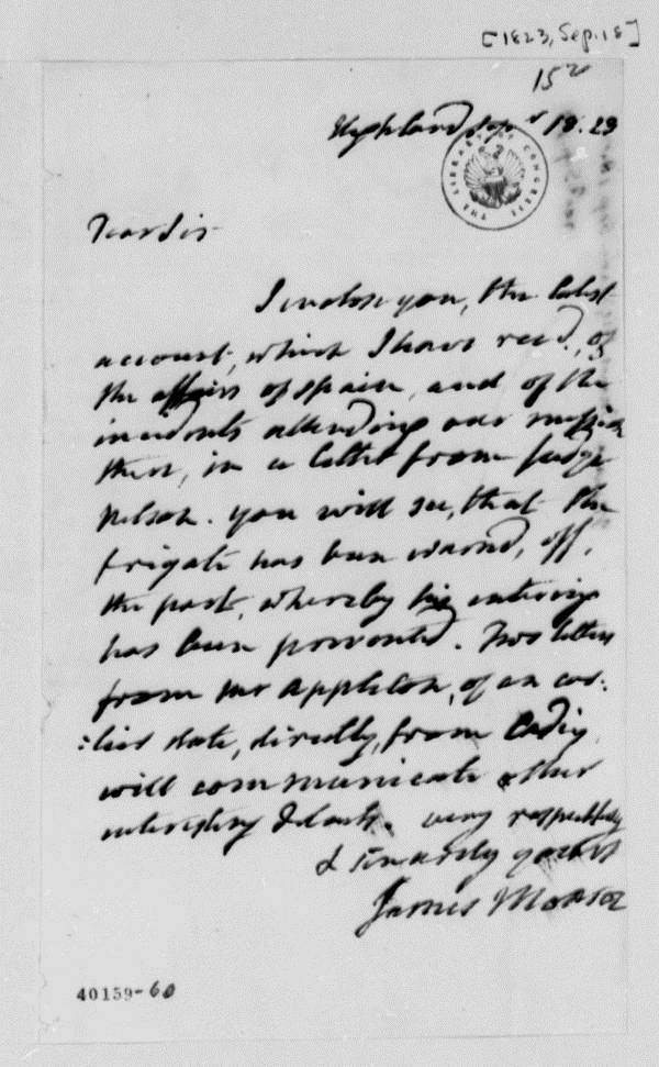 Image 1177 of 1178, James Monroe to Thomas Jefferson, September 18, 18