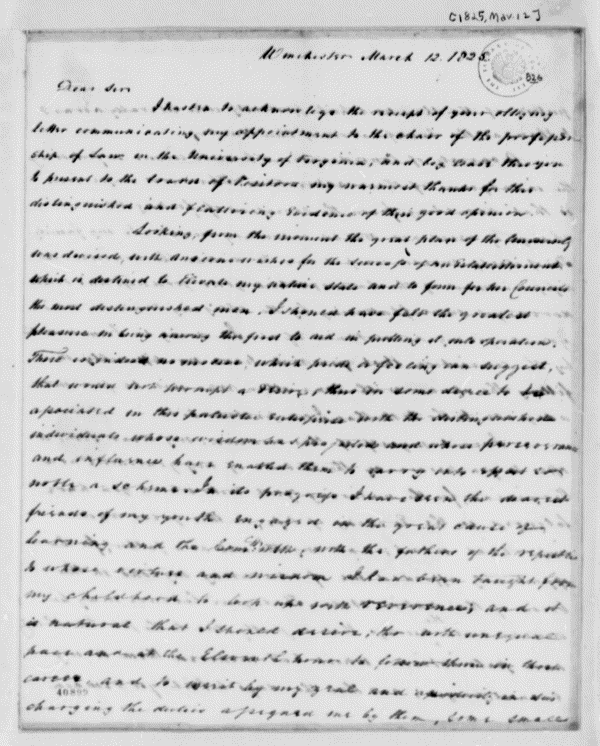 Image 1328 of 1331, Henry St. George Tucker to Thomas Jefferson, March