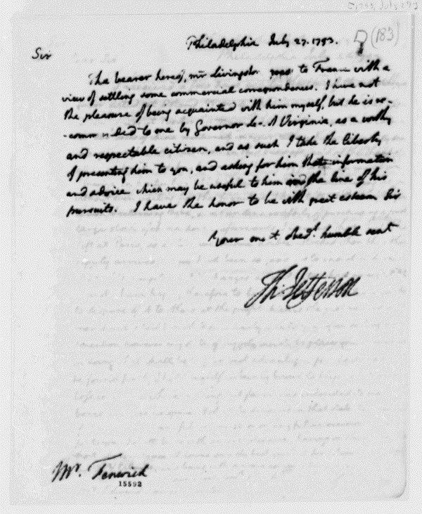 Image 1282 of 1282, Thomas Jefferson to Joseph Fenwick, July 27, 1793