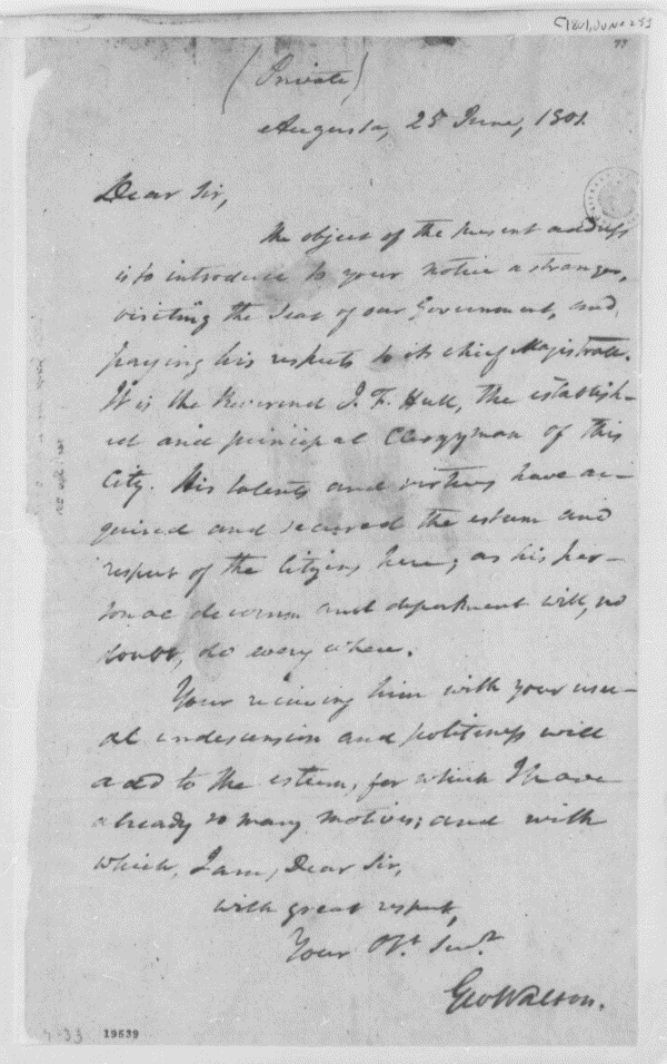 Image 1240 of 1241, George Walton to Thomas Jefferson, June 25, 1801