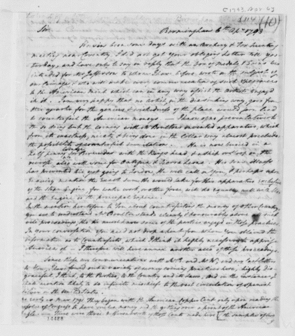 Image 1253 of 1256, Thomas A. Digges to Thomas Pinckney, April 6, 1793