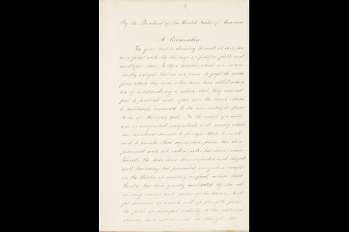 Abraham Lincoln's Thanksgiving Day Proclamation Page 1