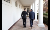 President Obama Walks With Jack Lew On The Colonnade