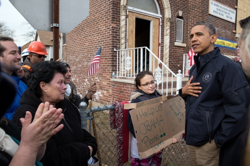 President Obama Talks with Residents