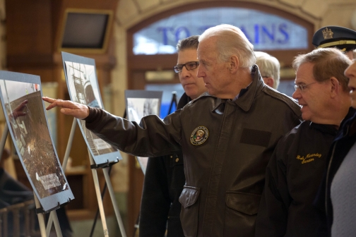 Vice President Joe Biden tours the historic Hoboken terminal building