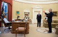 President Obama Talks With Tom Donilon And Denis McDonough