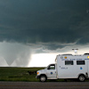 NSSL command vehicle observing Wyoming tornado, VORTEX2 2009
