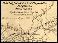 Detail of a map of the Civil War battlefield of Port Republic.