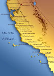 Map of Missions along the California Coat