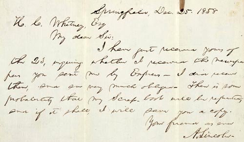 Detail from a letter written by Lincoln.