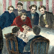 Men surrounding Lincoln on his death bed.
