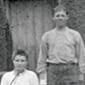 Sylvester Rawding family in front of sod house