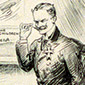 Caricature of a German politician in military uniform