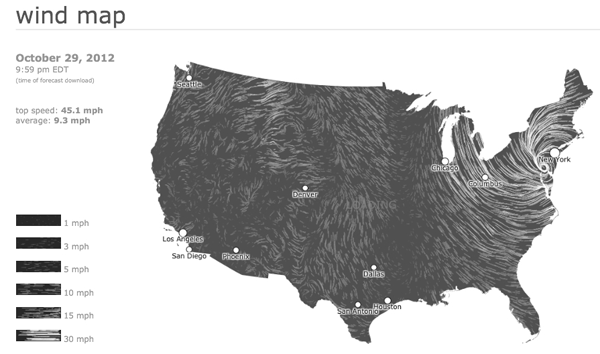 Wind Map Captures Hurricane Sandy.