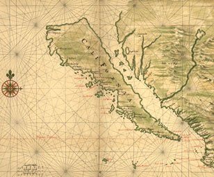 Map of California Shown as an Island