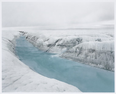 [River 1, 7/2007, position 69 degrees 40' 12" north, 49 degrees 54' 28" west, altitude 70 m, Greenland ice cap melting area] 