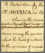 Detail of Page One of Jefferson's original Rough draught of the Declaration of Independence