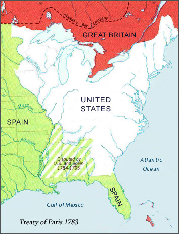 Political Boundaries of North America after the 1783 Treaty of Paris
