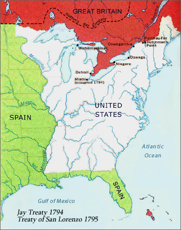 Map Showing Political Boundaries of North America in the 1790’s