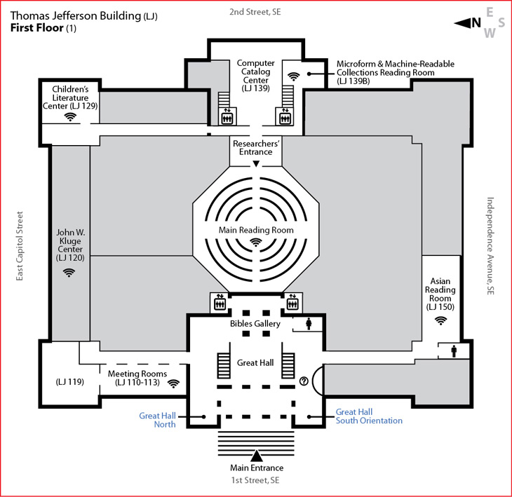 Map of First Floor, Thomas Jefferson Building