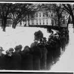 Crowd waiting in line outside of White House for New Year reception