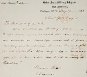 Tilton letter to Lincoln