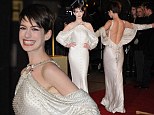 Elle est magnifique! Anne Hathaway shows off her Hollywood glamour style credentials in daring backless pearl Givenchy gown at Les Misérables premiere in London 