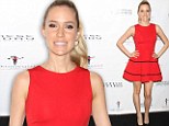 Red-dy, steady, go! Kristin Cavallari stuns in scarlet as she launches her new shoe collection in Manhattan 