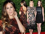 She won't be outdone! Sarah Jessica Parker makes sure to steal the show from younger peers Dianna Agron and Christina Ricci by flashing her bra 