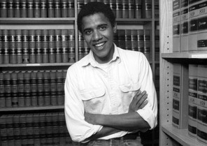 Obama while a student at Harvard University Law School. In his second year of law school, he became the first African American president of the prestigious Harvard Law Review.