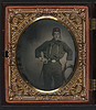 [Zouave portrait from: Two portraits of an unidentified soldier in Union uniform and Zouave uniform with bayonet and sheath, bowie knife, and Smith and Wesson revolver] (LOC) by The Library of Congress