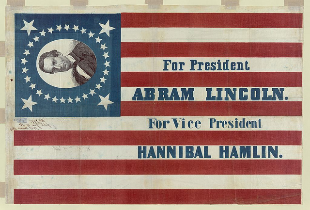 For president, Abram Lincoln. For vice president, Hannibal Hamlin (LOC)
