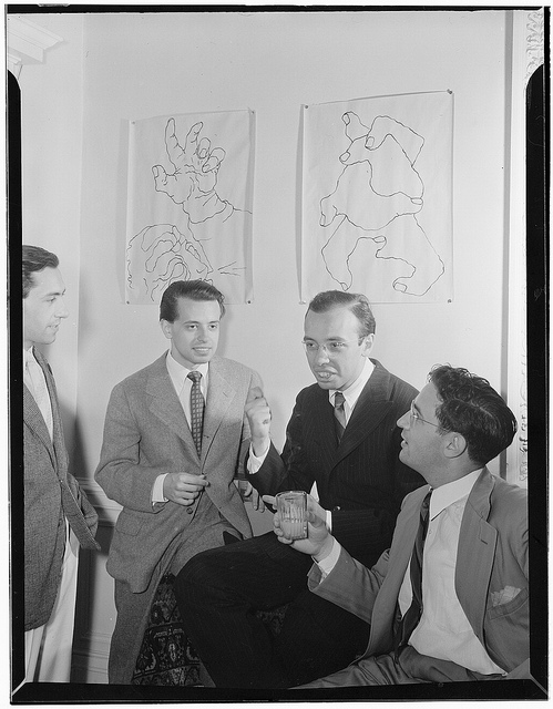 [Portrait of Ahmet M. Ertegun, Nesuhi Ertegun, and William P. Gottlieb, Turkish Embassy, Washington, D.C., ca. 1940] (LOC)