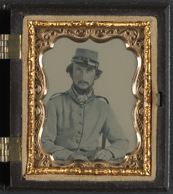 [Unidentified soldier in Confederate uniform and Crescent City Guards of New Orleans kepi] (LOC)