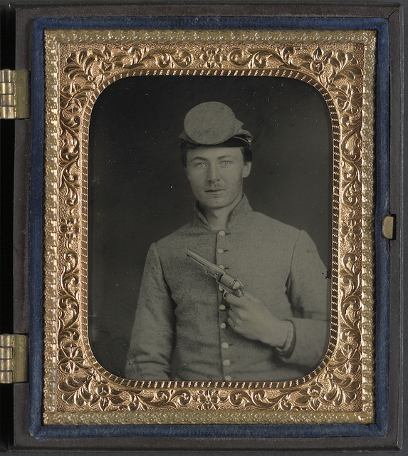 [Private Peter Jones of 12th Virginia Infantry Regiment, with pistol] (LOC)