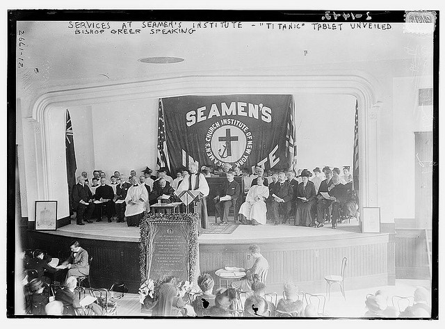 Services at seamen's institute - TITANIC Tablet unveiled - Bishop Greer speaking (LOC)