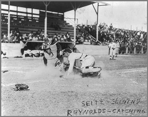 Bill Reynolds catching for the New York Yankees