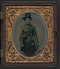 [Unidentified young soldier in Union frock coat and infantry Hardee hat with sword, revolver, and fife] (LOC) by The Library of Congress