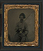 [Unidentified soldier in Zouave fez and New York Militia belt buckle with non-commissioned officer's sword] (LOC) by The Library of Congress