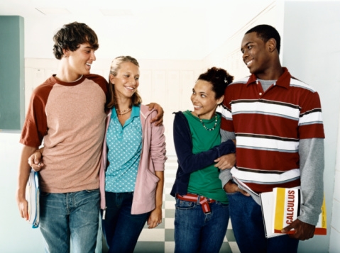 Teen Couples in a corridor