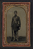 [Unidentified soldier in Union frock coat and forage cap with cap box, cartridge pouch, and bayoneted musket] (LOC) by The Library of Congress