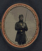[Unidentified soldier in Union uniform with bayoneted musket and scabbard] (LOC) by The Library of Congress