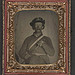 [Unidentified cavalry soldier in Union uniform with Hardee hat holding Model 1858 light cavalry saber] (LOC)