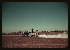 Spreading fertilizer from 4-mule team wagon, Georgia (LOC)