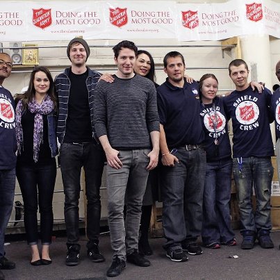 Photo: Enter to win the Cambio Rock The Red Kettle show at L.A. Live with Owl City, Bridgit Mendler, Hot Chelle Rae and more at http://on.fb.me/XrHe54! Here is a pic of Owl City lending a hand to the Salvation Army