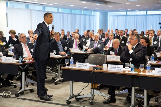 President Barack Obama delivers remarks and takes questions from business leaders