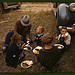 Homesteader and his children eating barbeque at the Pie Town, New Mexico Fair (LOC)